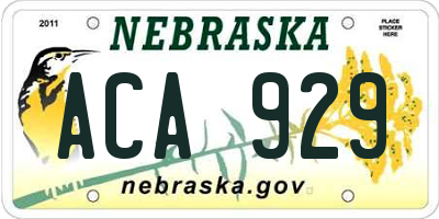 NE license plate ACA929