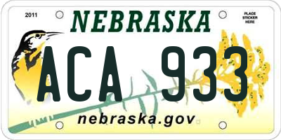 NE license plate ACA933