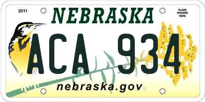 NE license plate ACA934