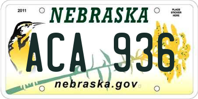 NE license plate ACA936