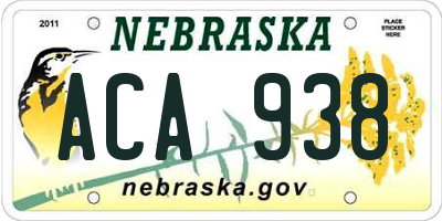 NE license plate ACA938