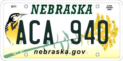 NE license plate ACA940