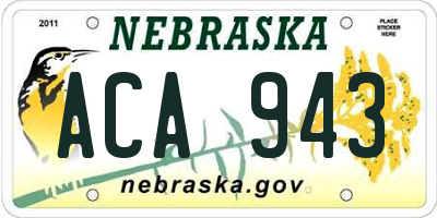 NE license plate ACA943