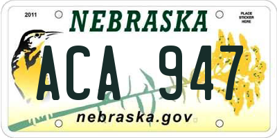 NE license plate ACA947