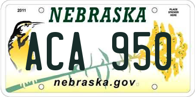 NE license plate ACA950