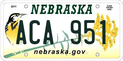 NE license plate ACA951