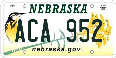 NE license plate ACA952