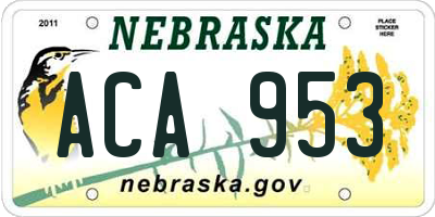 NE license plate ACA953