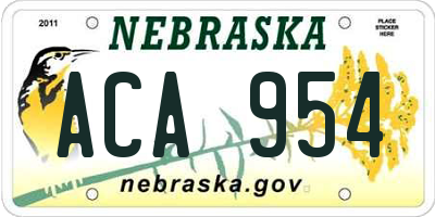 NE license plate ACA954