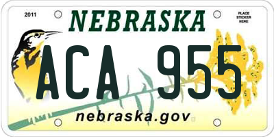 NE license plate ACA955