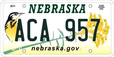 NE license plate ACA957