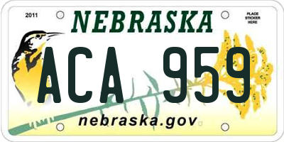 NE license plate ACA959