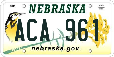 NE license plate ACA961