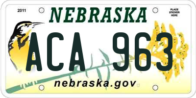 NE license plate ACA963