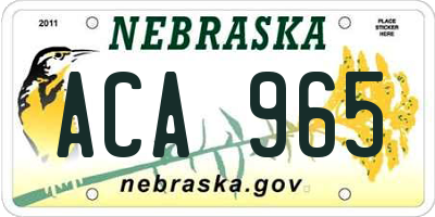 NE license plate ACA965