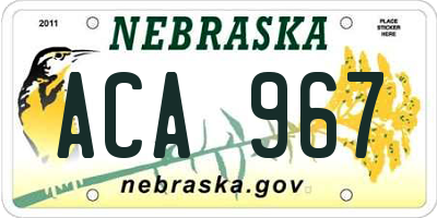 NE license plate ACA967