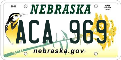 NE license plate ACA969