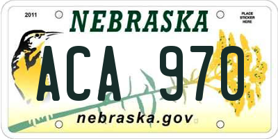 NE license plate ACA970