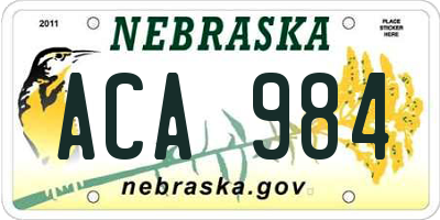 NE license plate ACA984