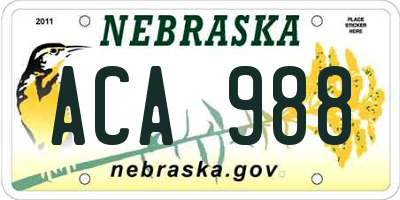 NE license plate ACA988