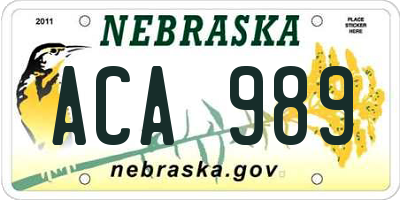 NE license plate ACA989