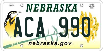 NE license plate ACA990