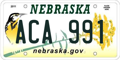 NE license plate ACA991