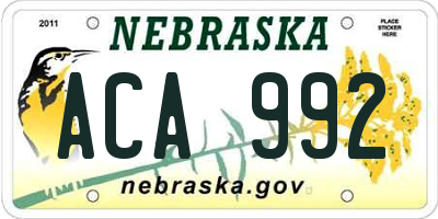 NE license plate ACA992