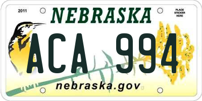 NE license plate ACA994