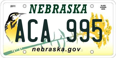 NE license plate ACA995