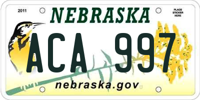 NE license plate ACA997