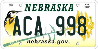 NE license plate ACA998