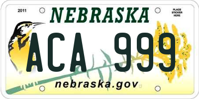 NE license plate ACA999