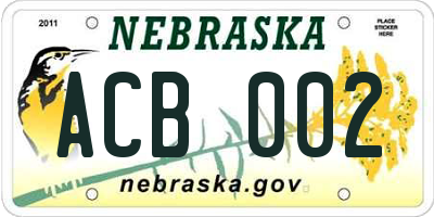 NE license plate ACB002