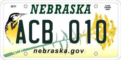 NE license plate ACB010