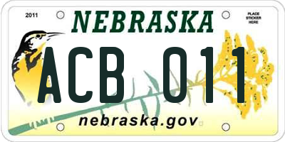 NE license plate ACB011