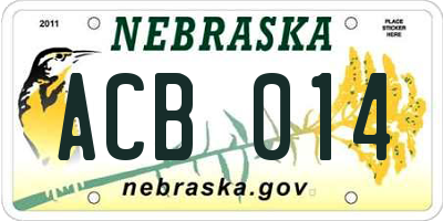 NE license plate ACB014