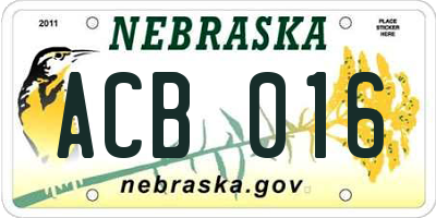 NE license plate ACB016