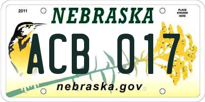 NE license plate ACB017