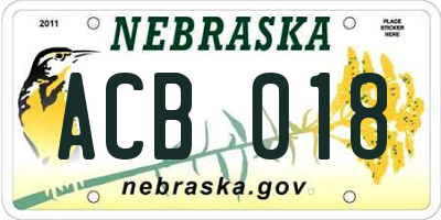 NE license plate ACB018