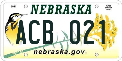 NE license plate ACB021