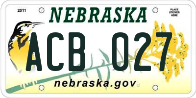 NE license plate ACB027