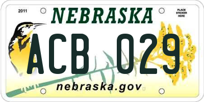 NE license plate ACB029