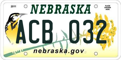 NE license plate ACB032