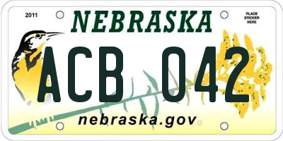 NE license plate ACB042