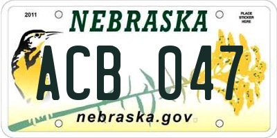 NE license plate ACB047