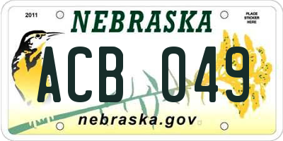 NE license plate ACB049