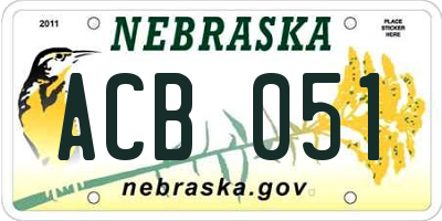 NE license plate ACB051