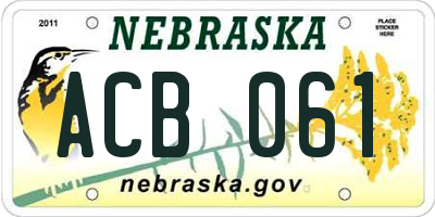 NE license plate ACB061