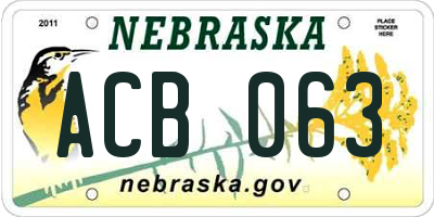 NE license plate ACB063